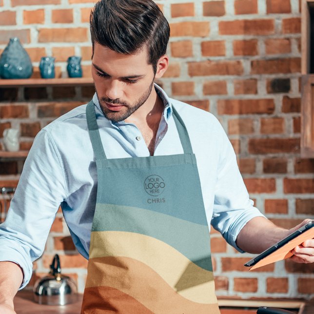 Wavy Retro Stripe Logo  Apron (Creator Uploaded)