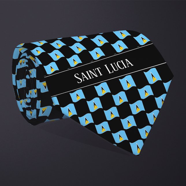 Wavy Saint Lucia Flag Pattern  Tie (Creator Uploaded)