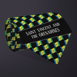 Wavy Saint Vincent and the Grenadines Flag Pattern Tie