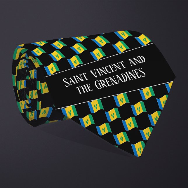 Wavy Saint Vincent and the Grenadines Flag Pattern Tie (Creator Uploaded)