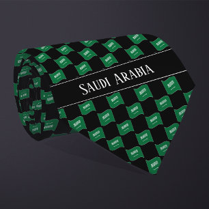 Wavy Saudi Arabia Flag Pattern  Tie