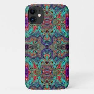 Wavy Sea Foam Green and Red Trippy Pattern iPhone 11 Case