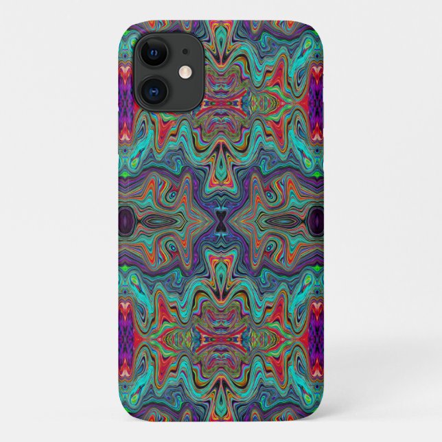 Wavy Sea Foam Green and Red Trippy Pattern Case-Mate iPhone Case (Back)
