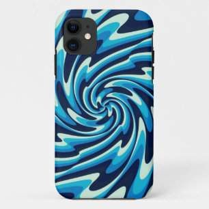 Wavy Sea Pattern (Midnight Blue, Blue, Cyan) iPhone 11 Case