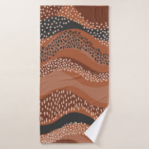 Wavy seamless pattern in natural geo style. Horizo Bath Towel