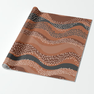 Wavy seamless pattern in natural geo style. Horizo Wrapping Paper