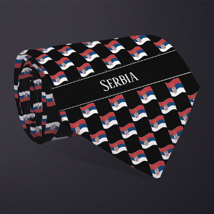 Wavy Serbia Flag Pattern Tie