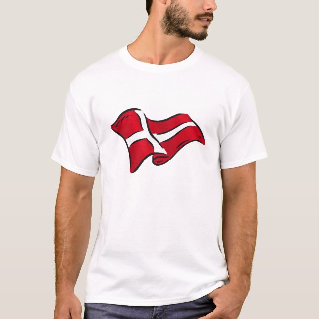 Wavy shaded Danish flag of Denmark T-Shirt (Front)