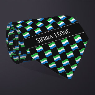 Wavy Sierra Leone Flag Pattern  Tie