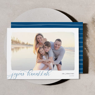 Wavy   Simple Horizontal Photo Hanukkah Holiday Card