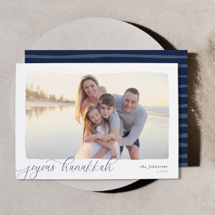 Wavy Simple Horizontal Photo Hanukkah Holiday Card