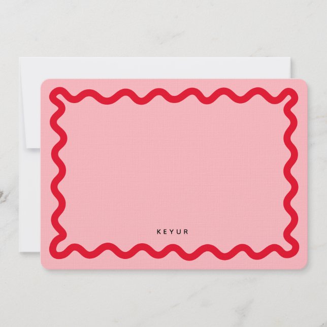 Wavy Simple Stationery Note Card (Front)