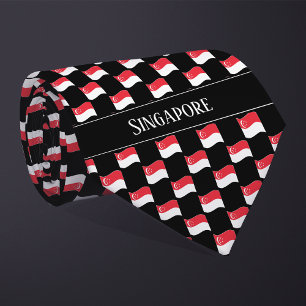 Wavy Singapore Flag Pattern  Tie