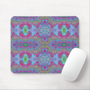 Wavy Sky Blue Multicolored Trippy Pattern Mouse Mat