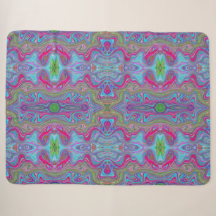 Wavy Sky Blue Multicolored Trippy Pattern Sherpa Blanket