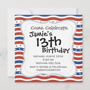 Wavy Stars and Stripes Pattern Invitation