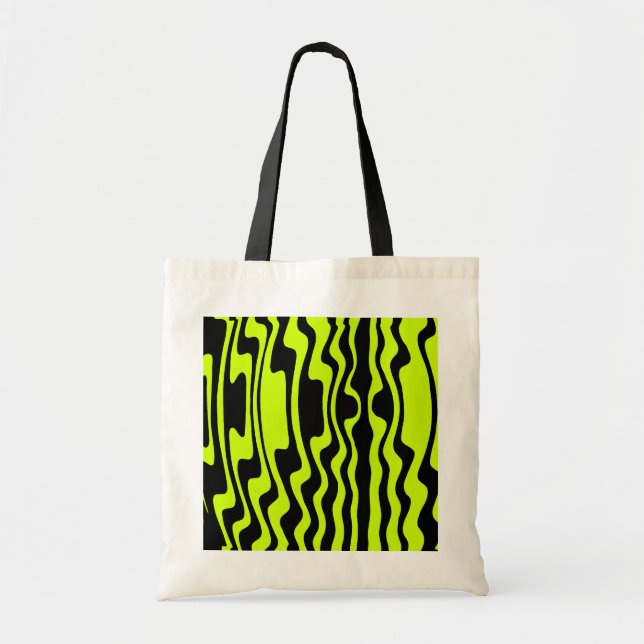 Wavy Stripe - Black and Green I Tote Bag (Front)