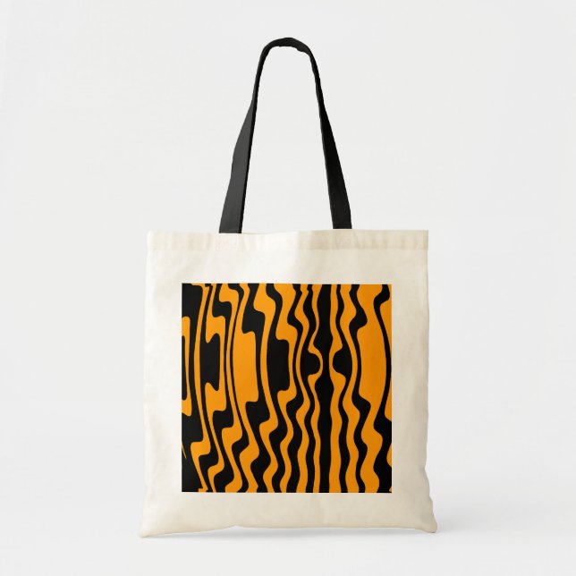 Wavy Stripe - Black and Orange Tote Bag (Front)