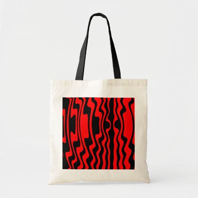 Wavy Stripe - Black and Red Tote Bag (Front)