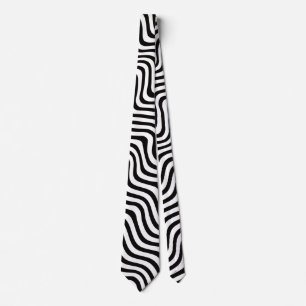 Wavy Stripe Black and White Tie