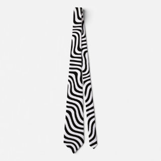Wavy Stripe Black and White Tie