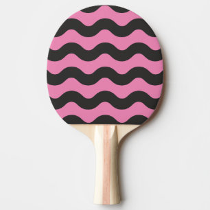 Wavy Stripe Pink and Black Colour Ping Pong Paddle