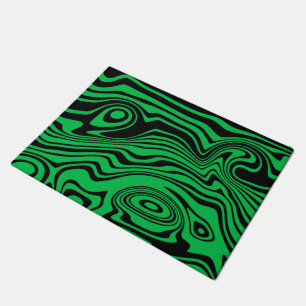 Wavy Striped Black and Green Doormat