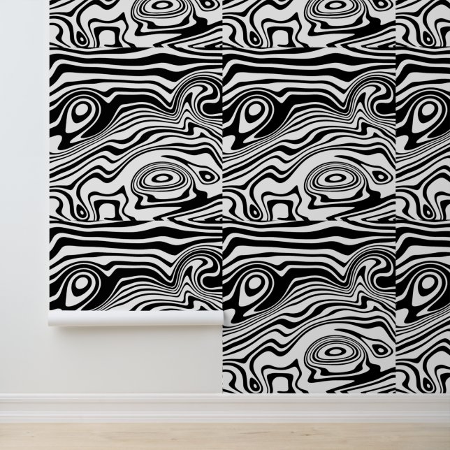Wavy Striped Black and White Wallpaper (Application)