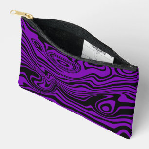Wavy Striped Purple Black Accessory Pouch