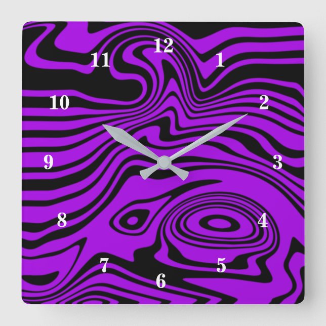 Wavy Striped Purple Black Clock or Choose Colours (Front)