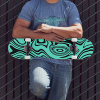 Wavy Stripes Brack Teal Skateboard