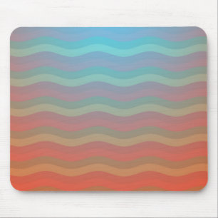 Wavy Stripes Orange Blue Gradient Mouse Mat
