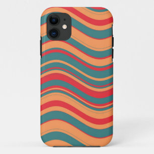 Wavy Stripes Pattern (Red, Pink, Blue) iPhone 11 Case