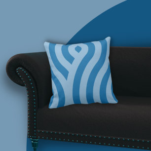 Wavy Stripes Repeat Pattern In Blue Cushion