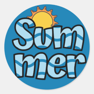 Wavy summer typography tropical classic round sticker