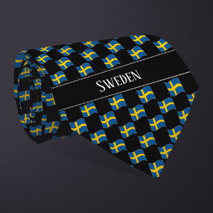 Wavy Sweden Flag Pattern Tie