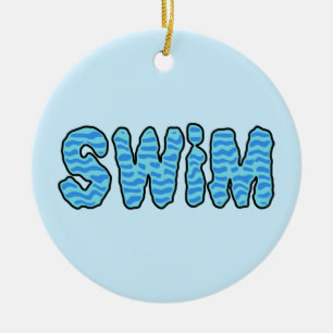 Wavy Swim T-Shirt Ceramic Tree Decoration