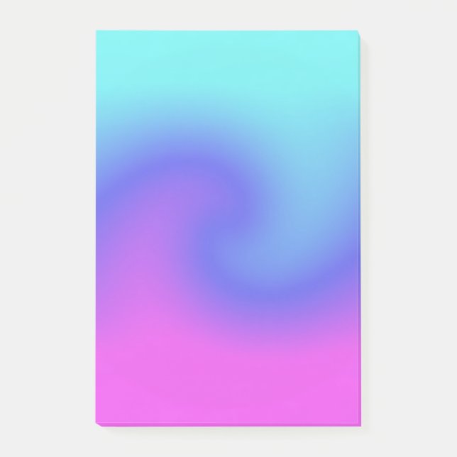 Wavy Swirl Pink Purple Blue Aqua Colour Flow Post-it Notes (Front)