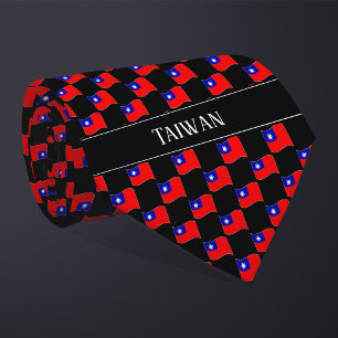 Wavy Taiwan Flag Pattern  Tie