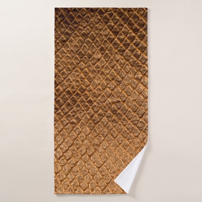 Wavy texture background bronze snake leatherleathe bath towel (Bath Towel)