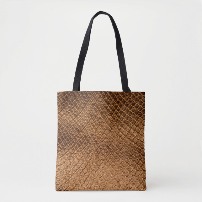 Wavy texture background bronze snake leatherleathe tote bag (Front)