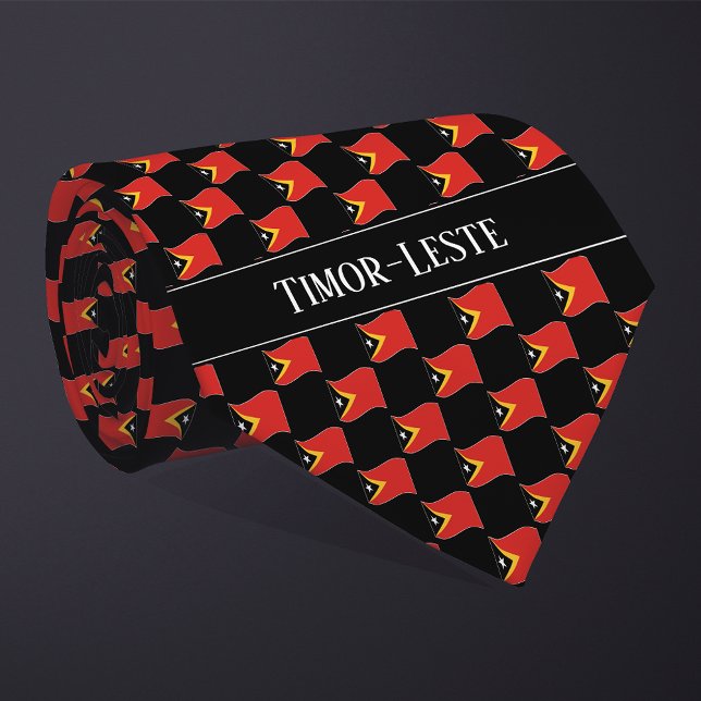 Wavy Timor-Leste Flag Pattern  Tie (Creator Uploaded)