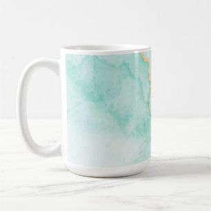 wavy turquoise blue marble watercolor tiles coffee mug