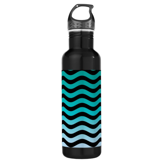 Wavy Turquoise Stripes 710 Ml Water Bottle (Front)