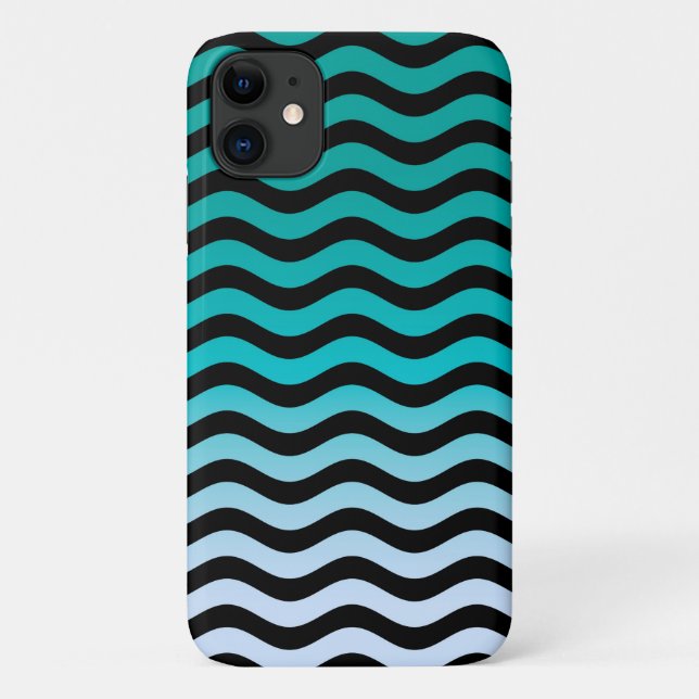 Wavy Turquoise Stripes Case-Mate iPhone Case (Back)