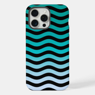 Wavy Turquoise Stripes iPhone 15 Pro Max Case