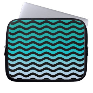 Wavy Turquoise Stripes Laptop Sleeve