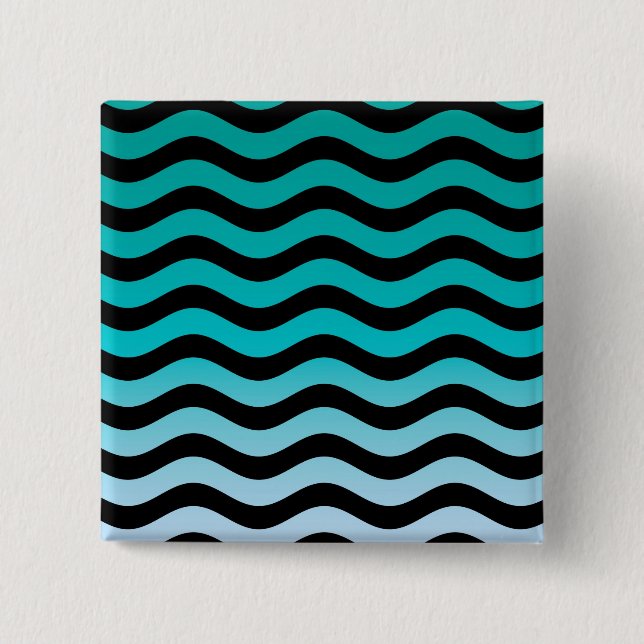 Wavy Turquoise Stripes Pattern 15 Cm Square Badge (Front)