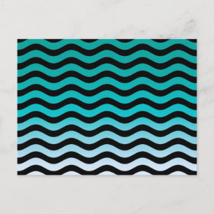 Wavy Turquoise Stripes Pattern Postcard