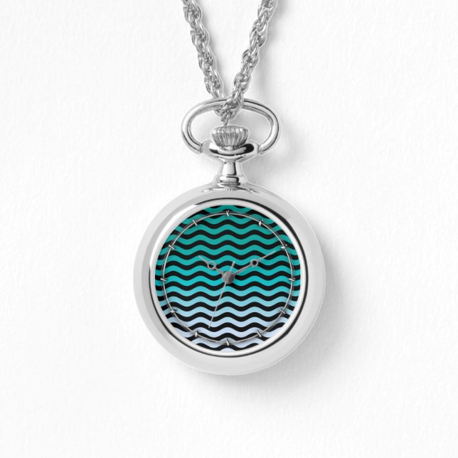 Wavy Turquoise Stripes Watch (Front)